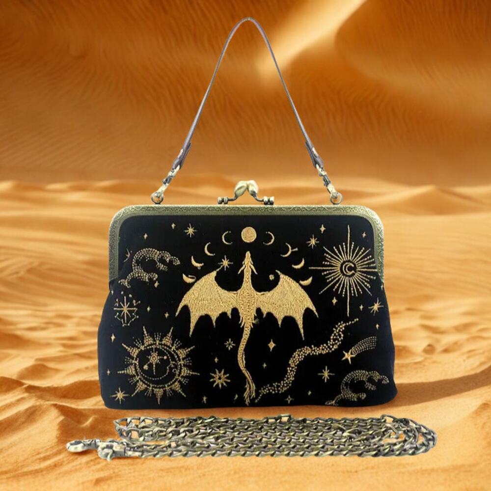 Vintage Fantasy Dragon Kisslock Purse